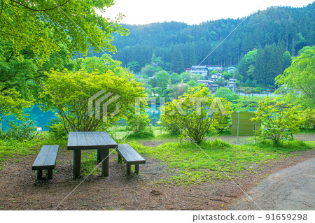 石馬湖湖畔風光 新鮮的綠色季節 石馬湖湖畔風光 新鮮的綠色季節 91659298