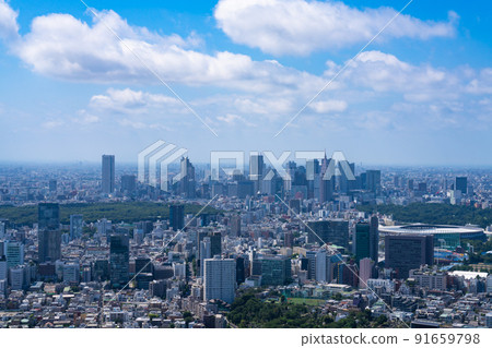 [Urban scenery] Summer Tokyo where you can see the Shinjuku buildings 91659798
