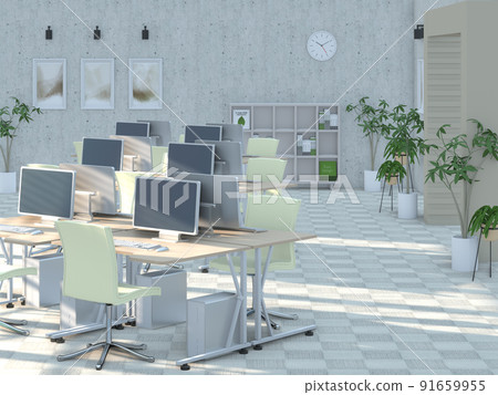 Office interior (aligned desk) white Office interior (aligned desk) white 91659955