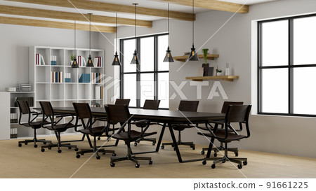 Modern office meeting room, conference room interior design with black conference table Modern office meeting room, conference room interior design with black conference table 91661225