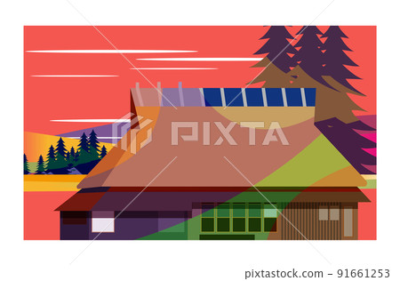 與編織日本美麗的四個季節的古老民居一起製作合掌。請使用它作為背景或壁紙。 與編織日本美麗的四個季節的古老民居一起製作合掌。請使用它作為背景或壁紙。 91661253