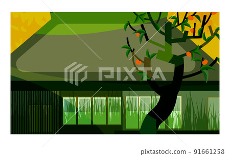 Making a gassho with an old folk house that weaves the beautiful four seasons of Japan. Please use it as a background or wallpaper. 91661258