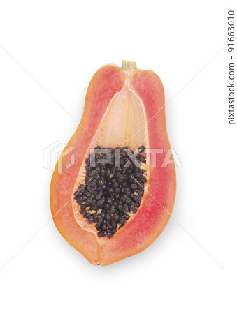 Papaya fruit isolated on white background 91663010
