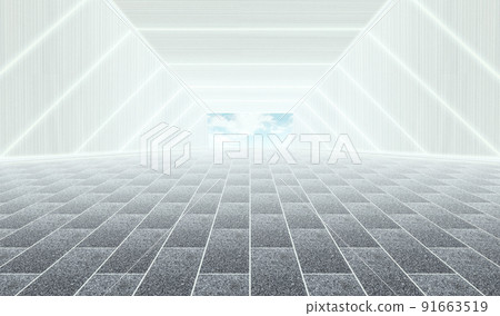 3D磚地未來延伸空間通道背景 91663519