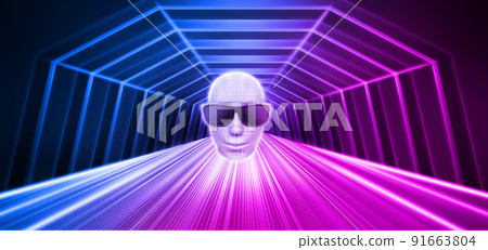 高速光纖延伸隧道人工智能空間未來感背景 91663804