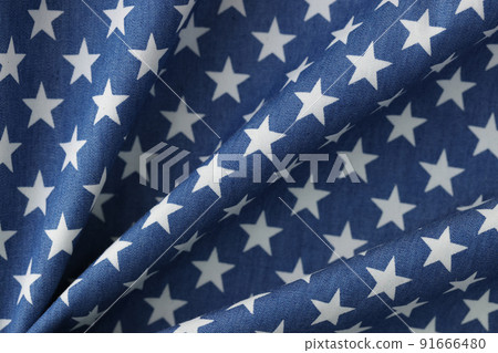Navy blue wavy fabric with white stars texture background 91666480