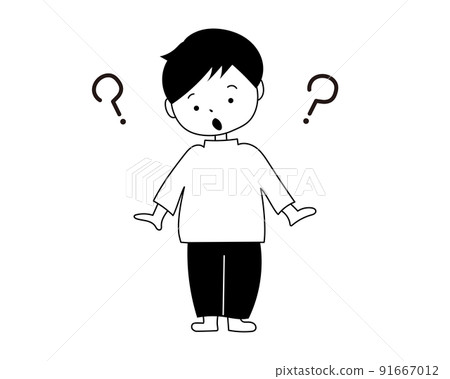 感到懷疑的男孩的鬆散插圖素材-插圖素材 [91667012] - PIXTA圖庫