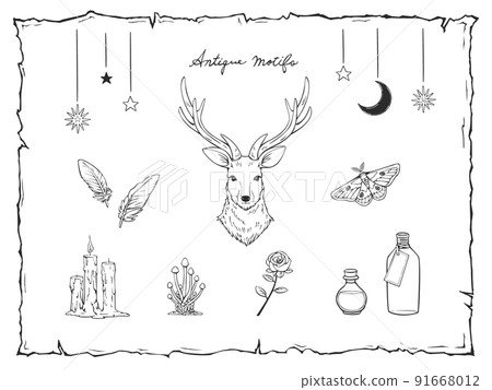 Monochrome illustration of antique motif 91668012