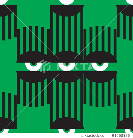 Bauhaus eye seamless pattern. Minimal geometric design of the 20s. Abstract vector template with elements of primitive forms.  Bauhaus eye seamless pattern. Minimal geometric design of the 20s. Abstract vector template with elements of primitive forms.  91668526
