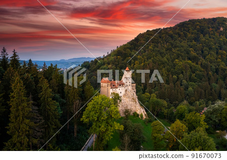 Bran Castle at sunset. The famous Dracula's castle in Transylvania, Romania 91670073