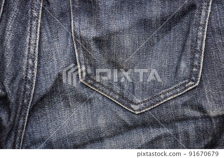 Pocket on grey jeans background or texture Pocket on grey jeans background or texture 91670679