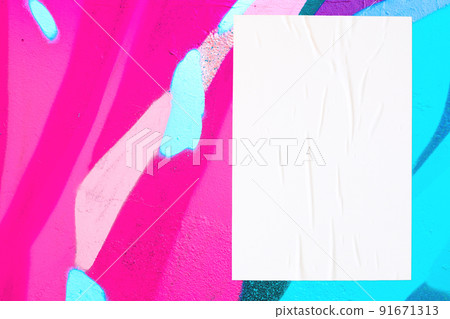 colorful urban wall with wrinkled glued poster template colorful urban wall with wrinkled glued poster template 91671313