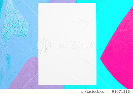 colorful urban wall with wrinkled glued poster template colorful urban wall with wrinkled glued poster template 91671316