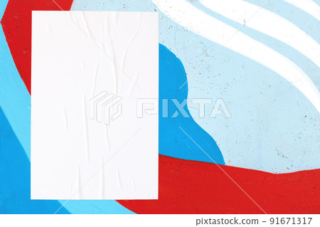 colorful urban wall texture with wrinkled glued poster template colorful urban wall texture with wrinkled glued poster template 91671317