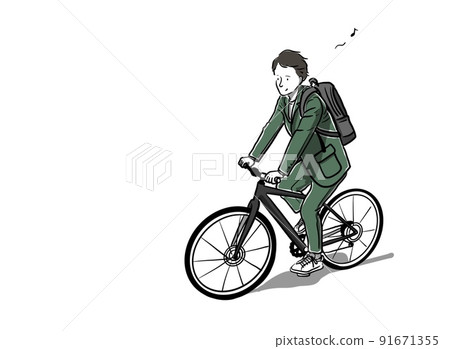 Man commuting by bicycle 91671355