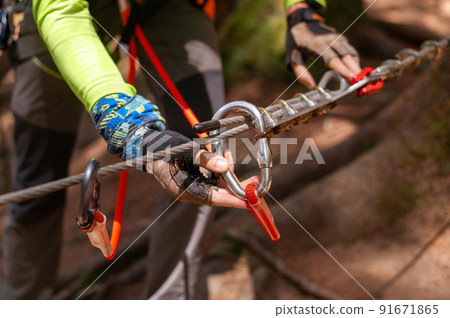 Climbing adventure park in the Carpathians in Romania 91671865