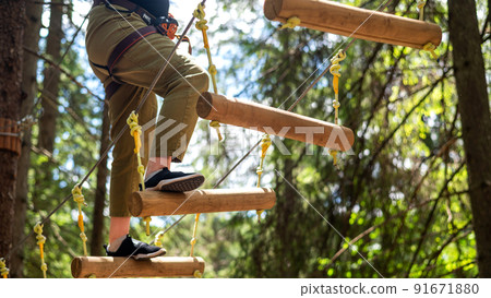 Climbing adventure park in the Carpathians in Romania 91671880
