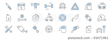 Car service doodle icons, auto repair vector signs Car service doodle icons, auto repair vector signs 91671961