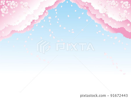 Spring image background_Sakura_Light blue 91672443