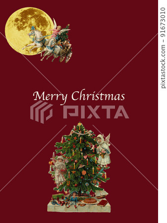 Vintage collage Christmas card Vintage collage Christmas card 91673010