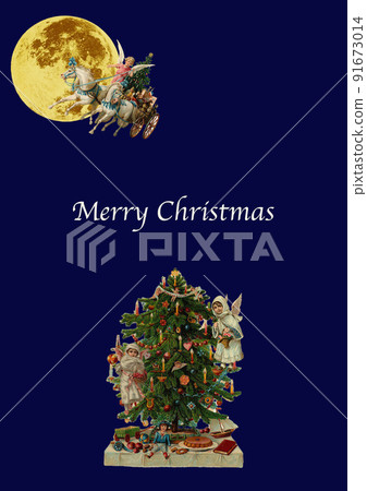Vintage collage Christmas card Vintage collage Christmas card 91673014