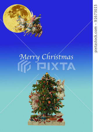 Vintage collage Christmas card Vintage collage Christmas card 91673015