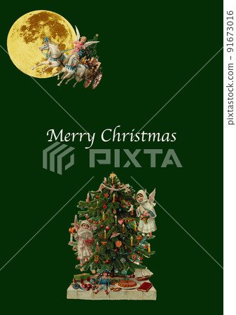 Vintage collage Christmas card Vintage collage Christmas card 91673016