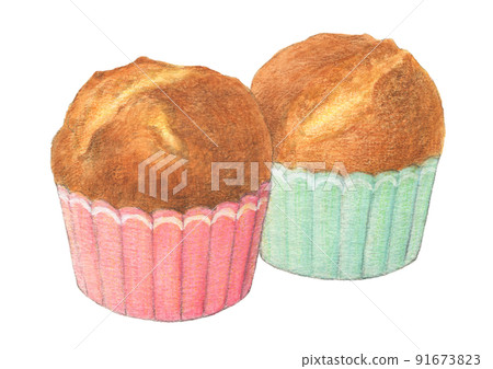 Plain muffin watercolor pencil cake illustration 91673823