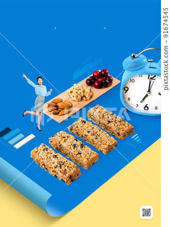 eat light, clean food poster with Korean model_oat cereal bar 91674545