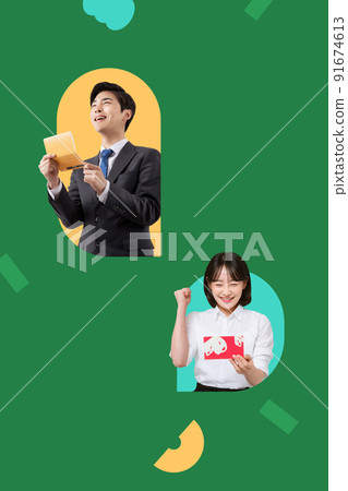 job matching support project poster for young generations with Korean models 91674613