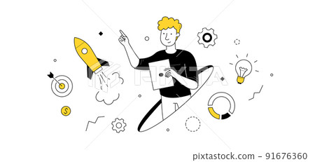 Business startup, project launch, successful idea Business startup, project launch, successful idea 91676360