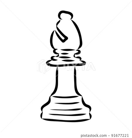 Hand-drawn sketch set of Chess pieces on a white background. Chess. Check mate. King, Queen, Bishop, Knight, Rook, Pawn. Vector icons. 91677221