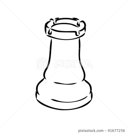 Hand-drawn sketch set of Chess pieces on a white background. Chess. Check mate. King, Queen, Bishop, Knight, Rook, Pawn. Vector icons. 91677256