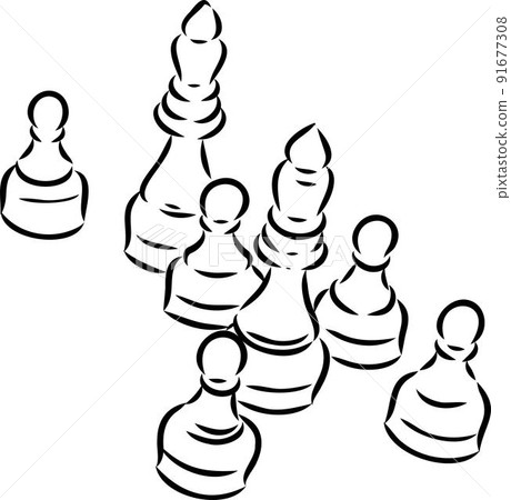 Hand-drawn sketch set of Chess pieces on a - Stock Illustration