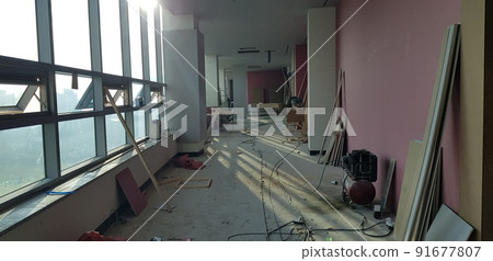 Construction site. Construction. Interior. Design. Carpenter. Woodworking 91677807