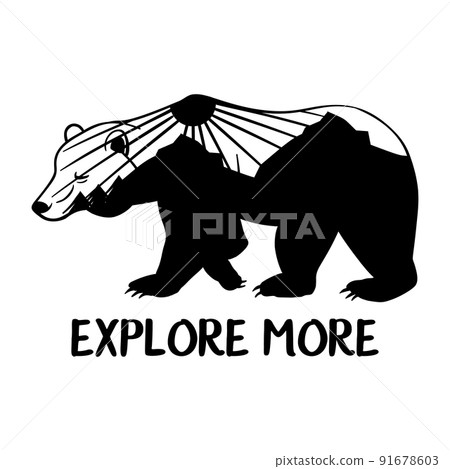 Outdoor badge. Bear explore more. Perfect for t-shirt prints, posters and other uses. Outdoor badge. Bear explore more. Perfect for t-shirt prints, posters and other uses. 91678603