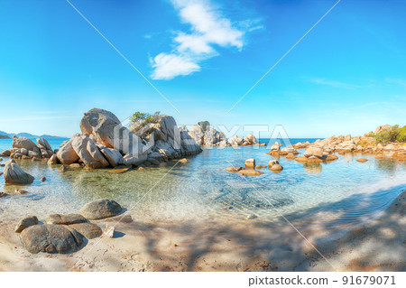 Marvelous view of  Palombaggia and Tamaricciu beaches. 91679071