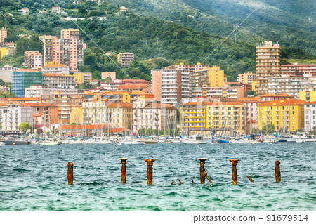 Incredible morning cityscape of Ajaccio city and port. Incredible morning cityscape of Ajaccio city and port. 91679514