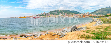 Incredible morning cityscape of Ajaccio city and port. Incredible morning cityscape of Ajaccio city and port. 91679518