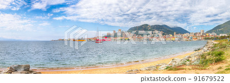 Majestic morning cityscape of Ajaccio city and port. Majestic morning cityscape of Ajaccio city and port. 91679522