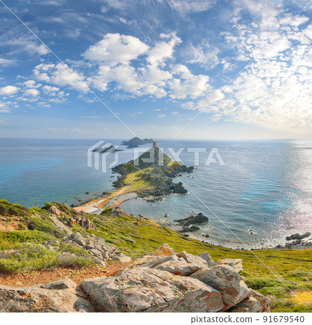 Popular tourist destination Torra di a Parata with Genoese Tower  91679540