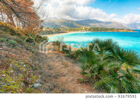 Unbelievable seascape of Guidaloca Beach near Castellammare del Golfo. Unbelievable seascape of Guidaloca Beach near Castellammare del Golfo. 91679591