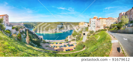 Astonishing view of old town Bonifacio. 91679612