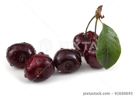 Wet dark red cherries 91680693