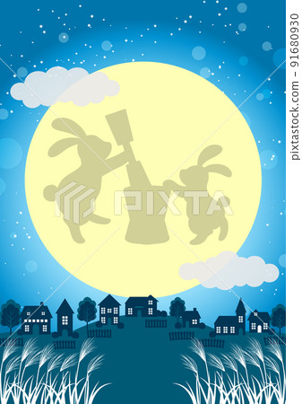 十五夜月兔月見村垂直 十五夜月兔月見村垂直 91680930