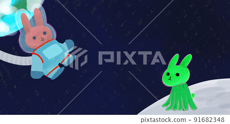 Space flight rabbits and space rabbits that meet on the moon Space flight rabbits and space rabbits that meet on the moon 91682348