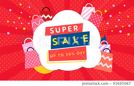 簡單可愛的超賣廣告模板（紅色） 91685067