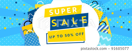 Simple and cute super sale banner ad template (blue) Simple and cute super sale banner ad template (blue) 91685077
