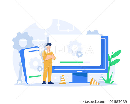 system update vector illustration concept, people update operation system can use for, landing page, template, ui, web, mobile app, poster, banner 91685089