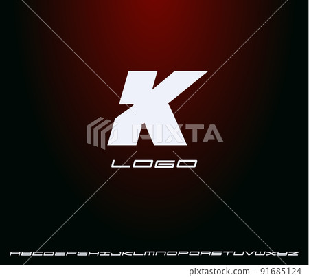 Logo of bold italic letter K, heavy monogram, first letter of name. Futuristic, technological, minimalistic style modern logotype concept for business and startup. Vector illustration 91685124